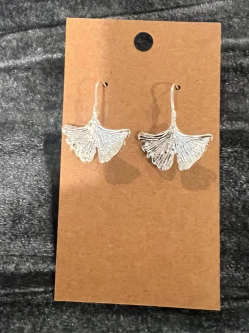 Silver Ginkgo Leaf Drop Earrings - Women Jewelry